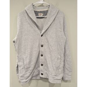 Faherty Grey Terry Button Front Collared Cardigan Size Medium